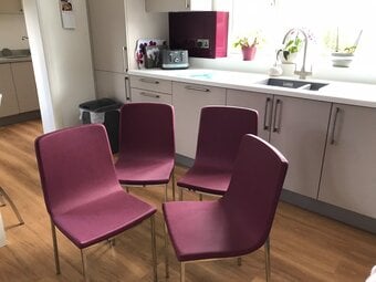 Set of 4 'Cancio' Hot Comfort Foam Chairs in 'Kannon Purple'.