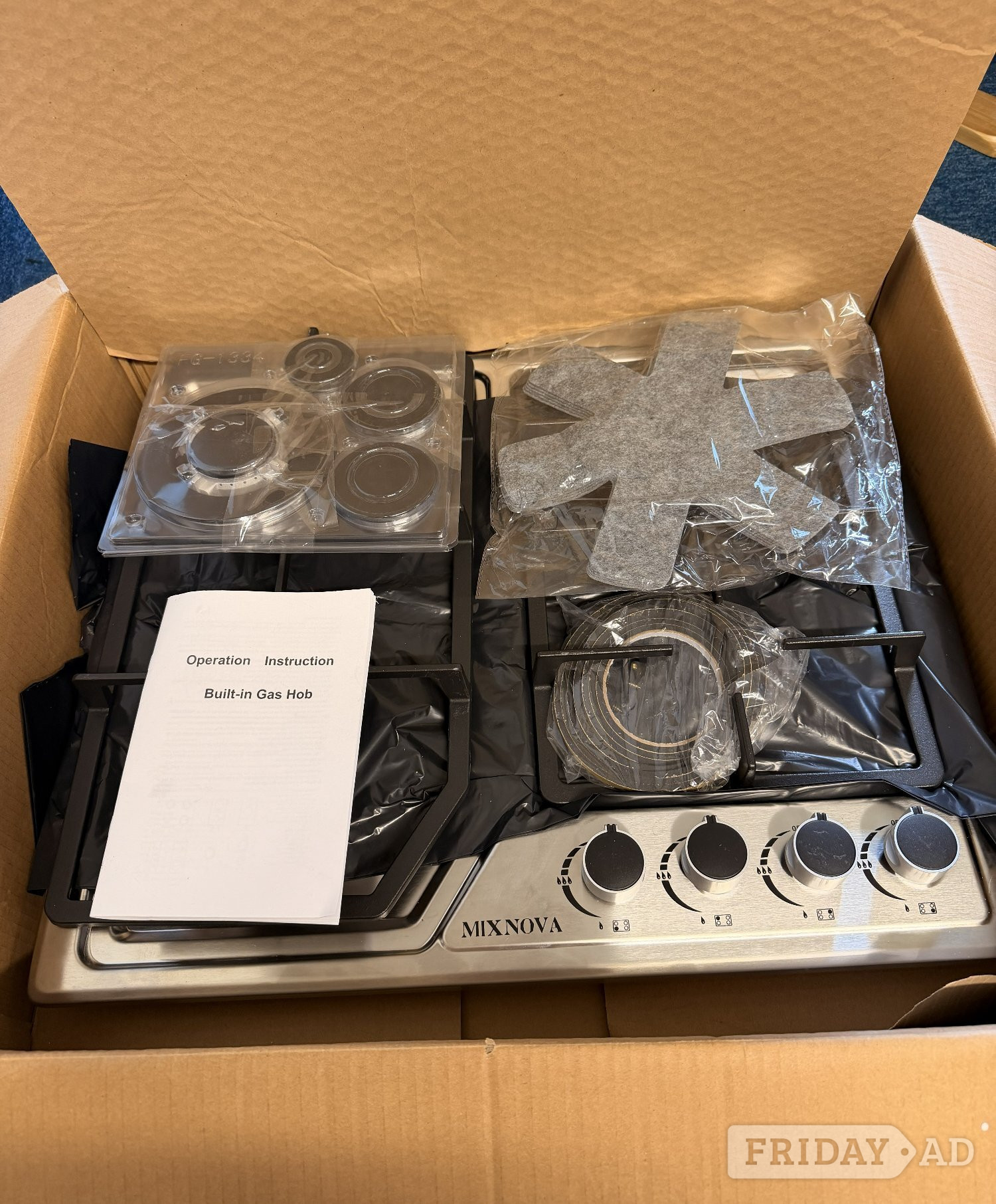 MIXNOVA Brand New Silver 4 Burner Gas Hob - Unused Cooker Hob in Bath