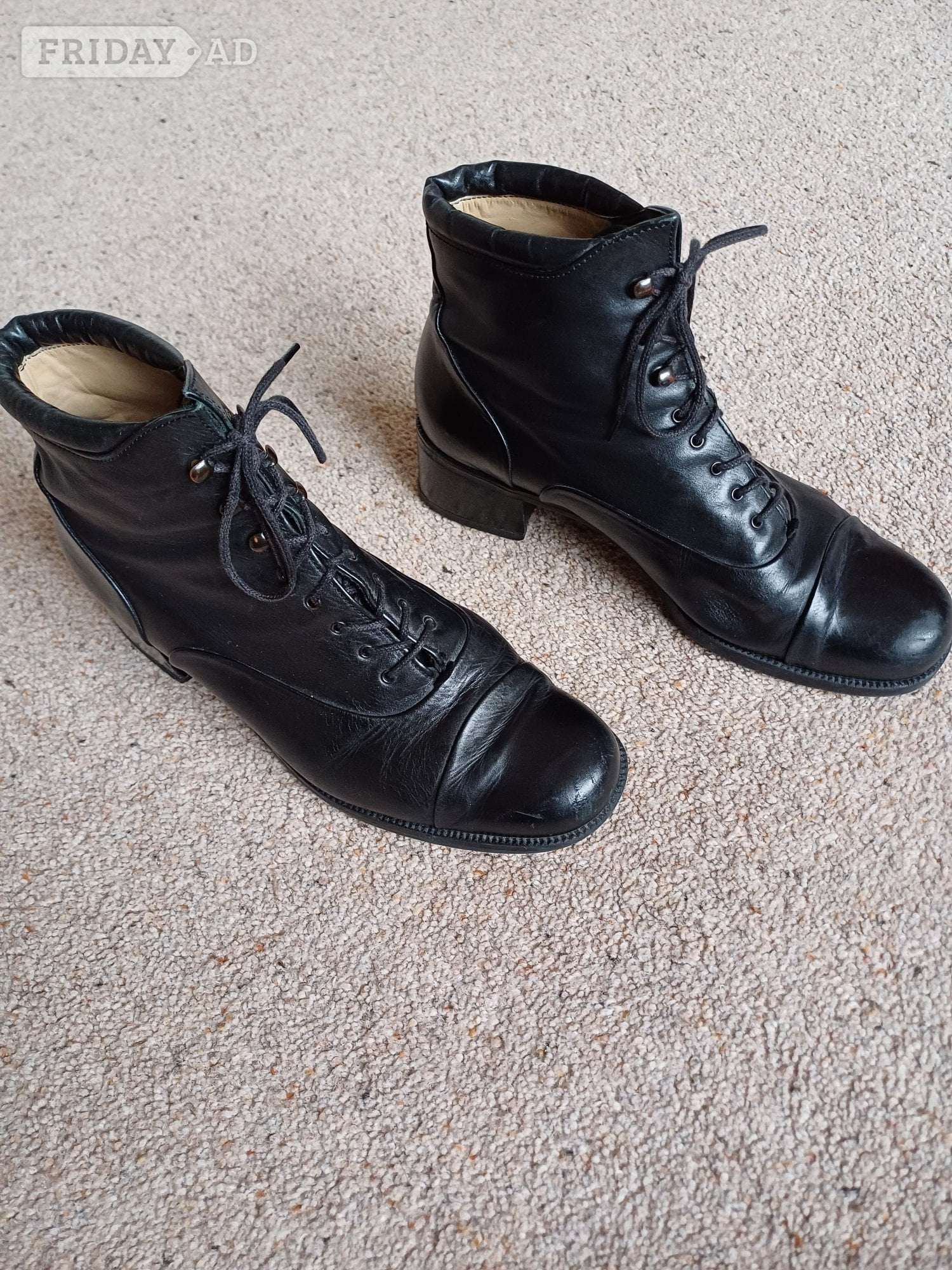 Black Ladies Leather Gabor Lace-up Boots