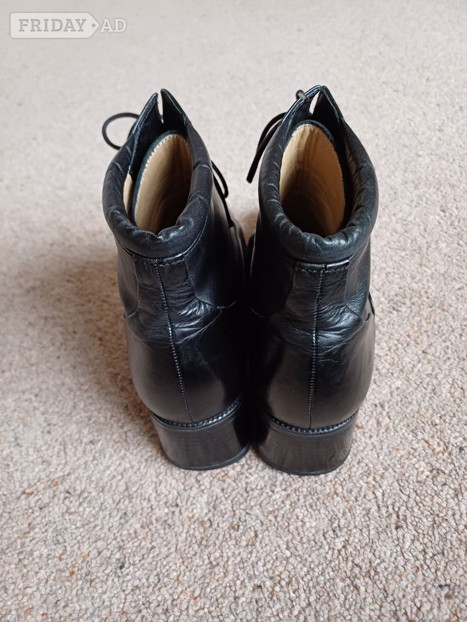 Winchester Black Ladies Leather Gabor Lace-up Boots