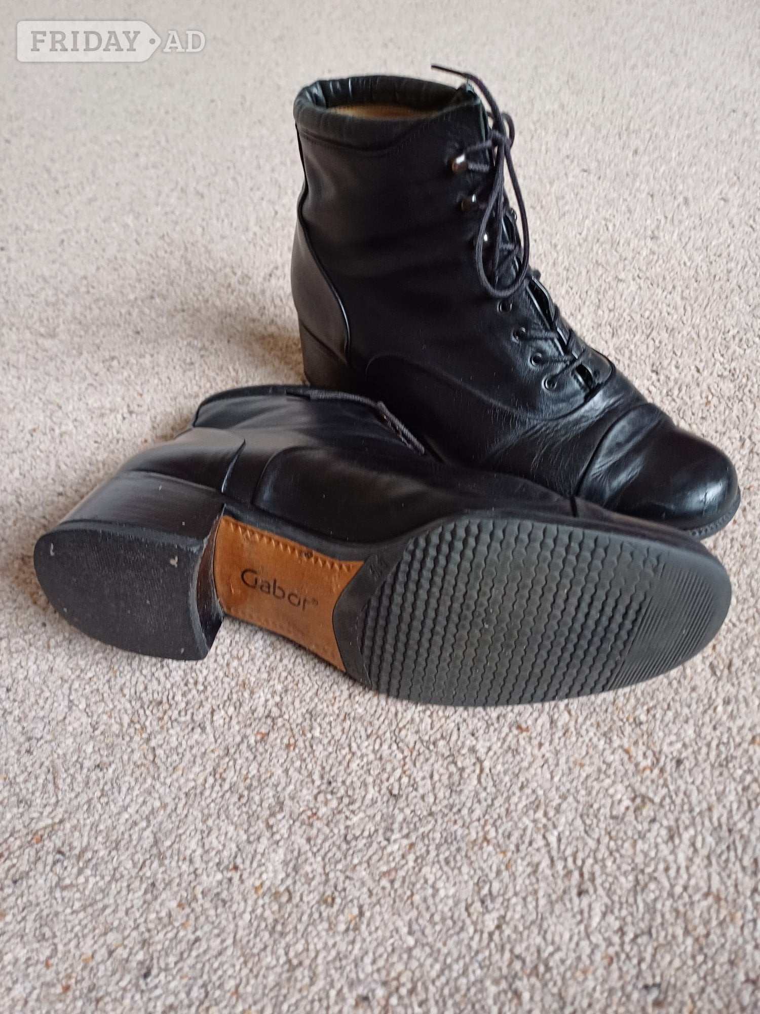 Black Ladies Leather Gabor Lace-up Boots - Clothing, Footwear & Accessories in Winchester