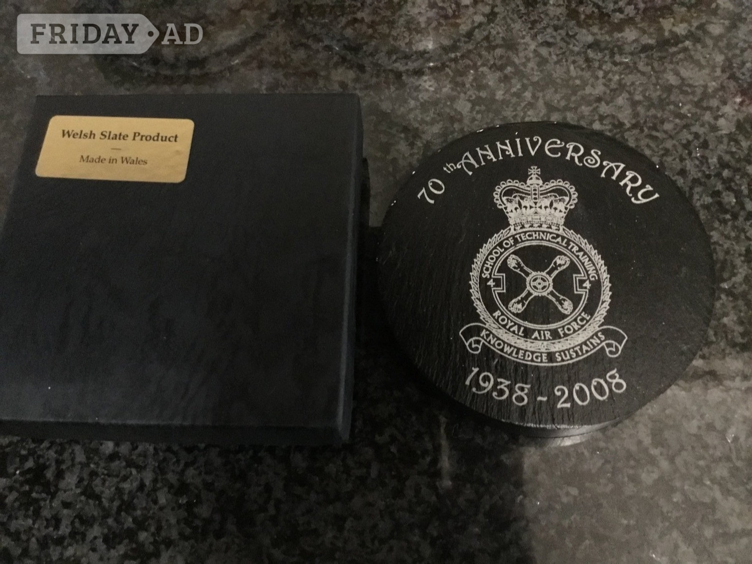Llantwit Major Welsh slate RAF StAthan  paperweight 70th anniversary