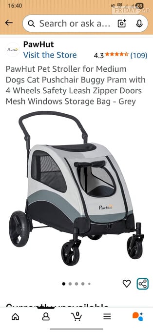 Pawhut dog buggy pram stroller for Medium dogs