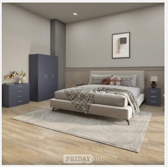 DAKOTA 3 DOOR BEDROOM SET - DARK GREY
