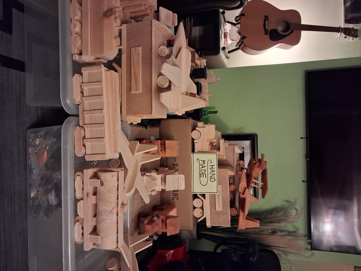 Collection of hand made wooden  cars planes lorrys tracktors mint