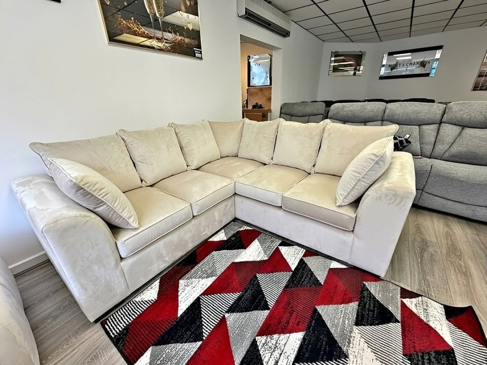 DFS 5x Seater V Shape Corner Sofa With High Back Cushions 