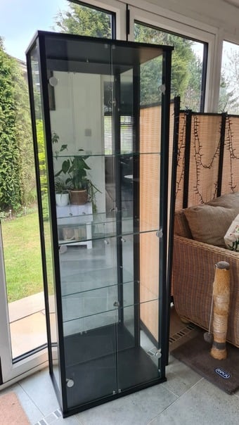 2 Door Glass Display Cabinet, 3 shelves and light