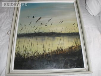 original watercolour of marshland scene