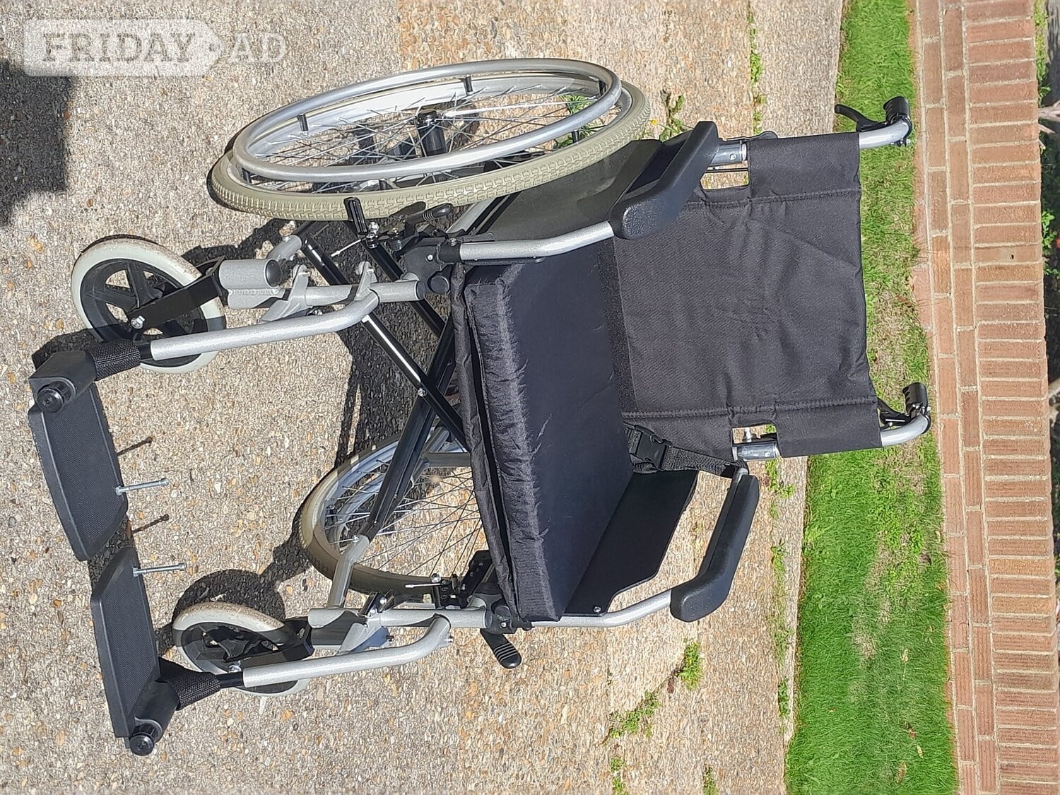 Used Self Propelled Black Wheelchair Folding Removable Footrest  in Burgess Hill