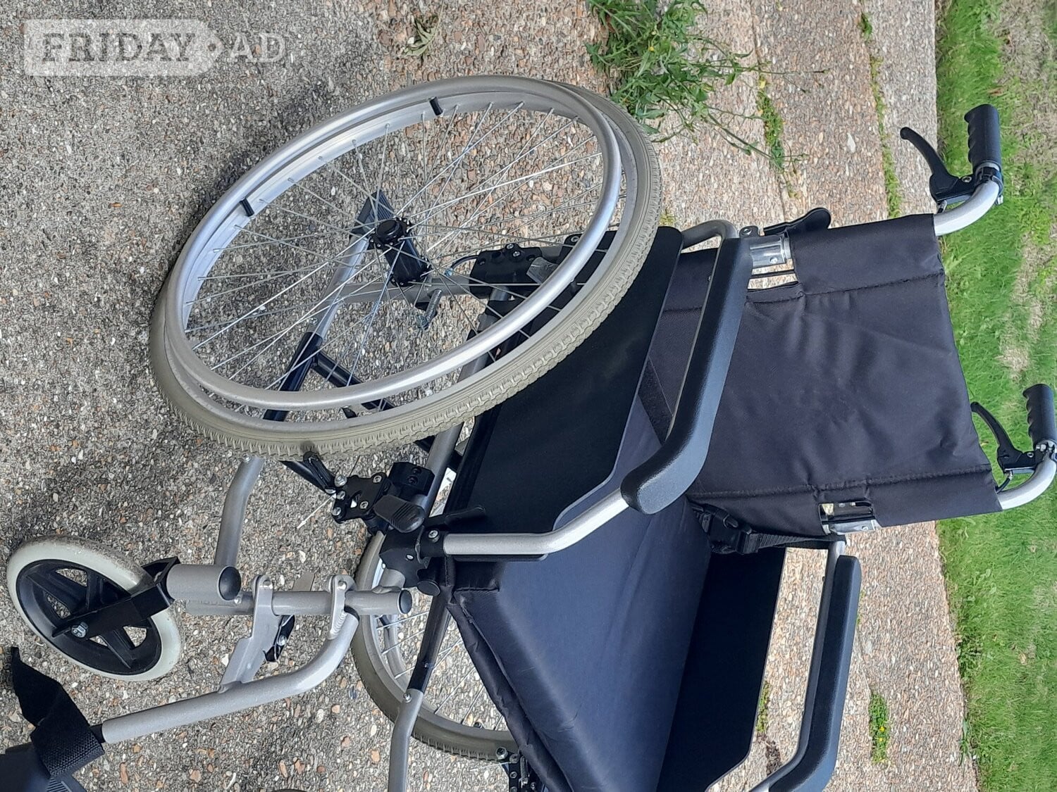 Used Self Propelled Black Wheelchair Folding Removable Footrest 