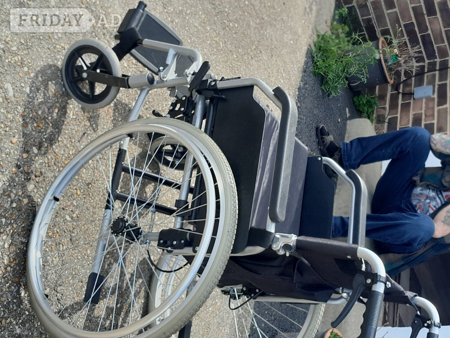 Used Self Propelled Black Wheelchair Folding Removable Footrest  - Mobility in Burgess Hill