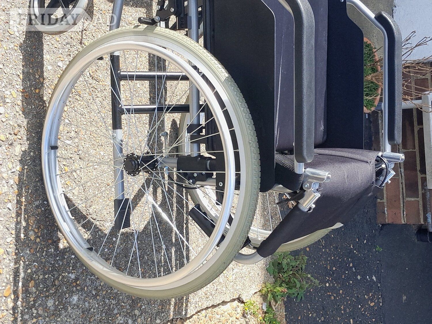 Used Self Propelled Black Wheelchair Folding Removable Footrest  - Mobility