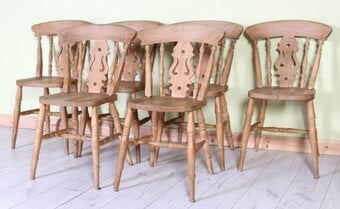 Delivery Options -Set Of 6 Solid Beech Rustic Farmhouse Chairs