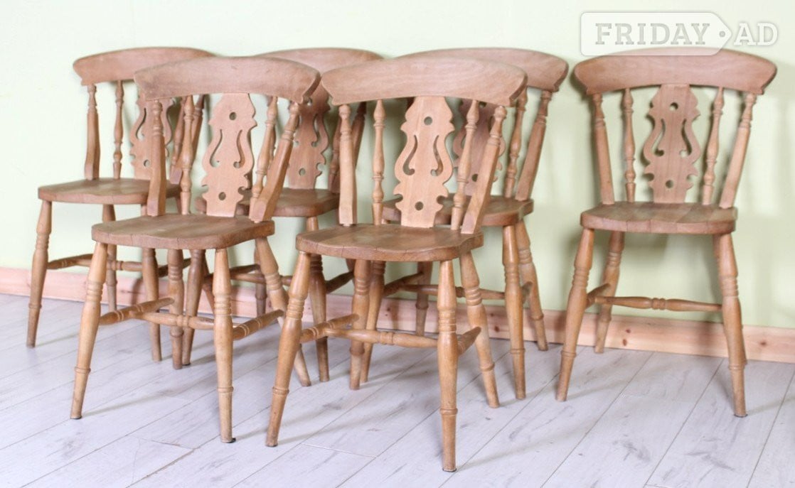 Delivery Options -Set Of 6 Solid Beech Rustic Farmhouse Chairs in Hailsham
