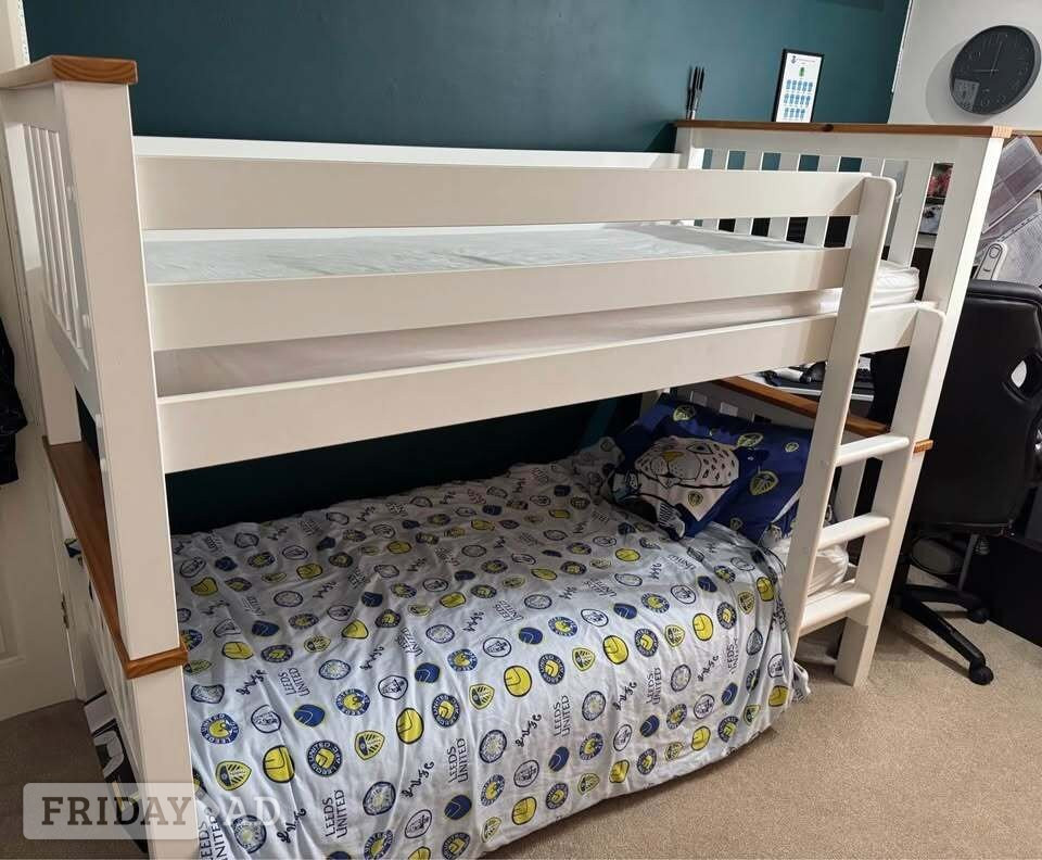 White Double Bunk Bed with mattress  - Furniture in London
