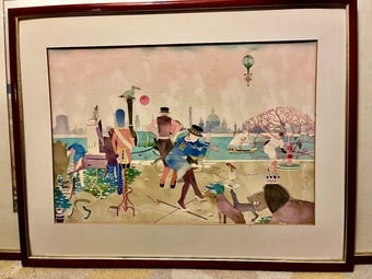 TWO Watercolours S Fenton RI London Frolic & I Belong to London