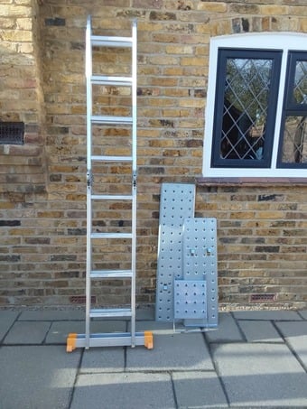 Folding adjustable multi purpose ladder