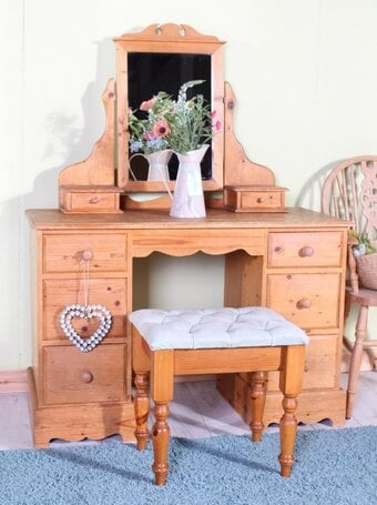 Delivery Options - Pine Dressing Table Mirror & Stool