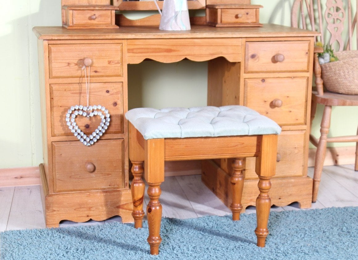 Delivery Options - Pine Dressing Table Mirror & Stool - Furniture
