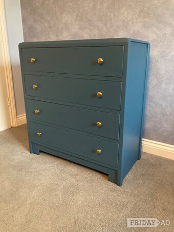 Refinished Teal Chest Of Drawers
