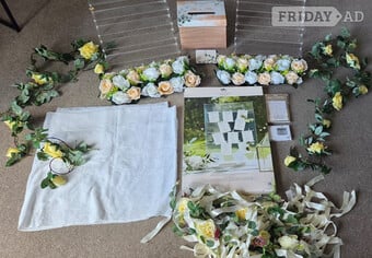 Wedding Bundle, card box, seat numbers, artificial flowers & more
