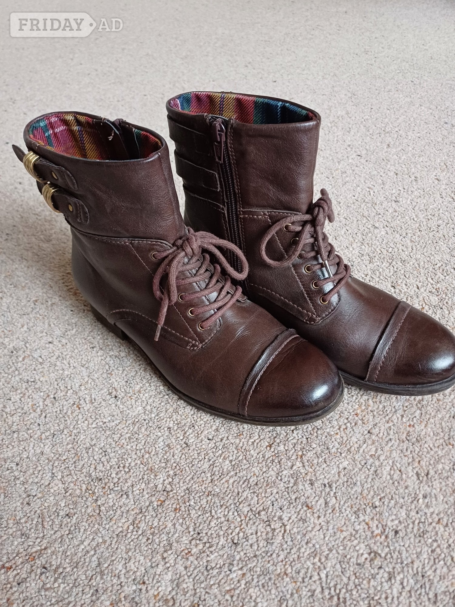 Brown Ladies Leather Clarks lace-up Boots