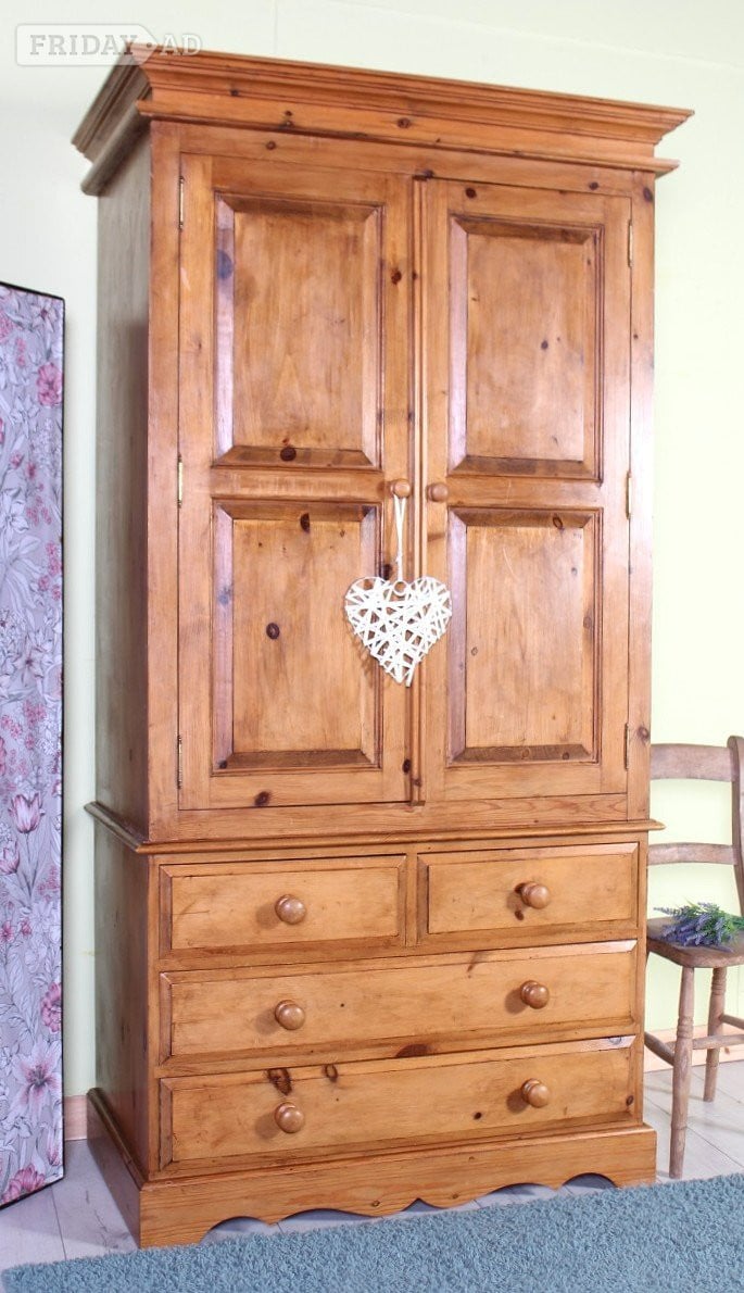Solid Pine Wardrobe with Drawers – Good Condition in Hailsham
