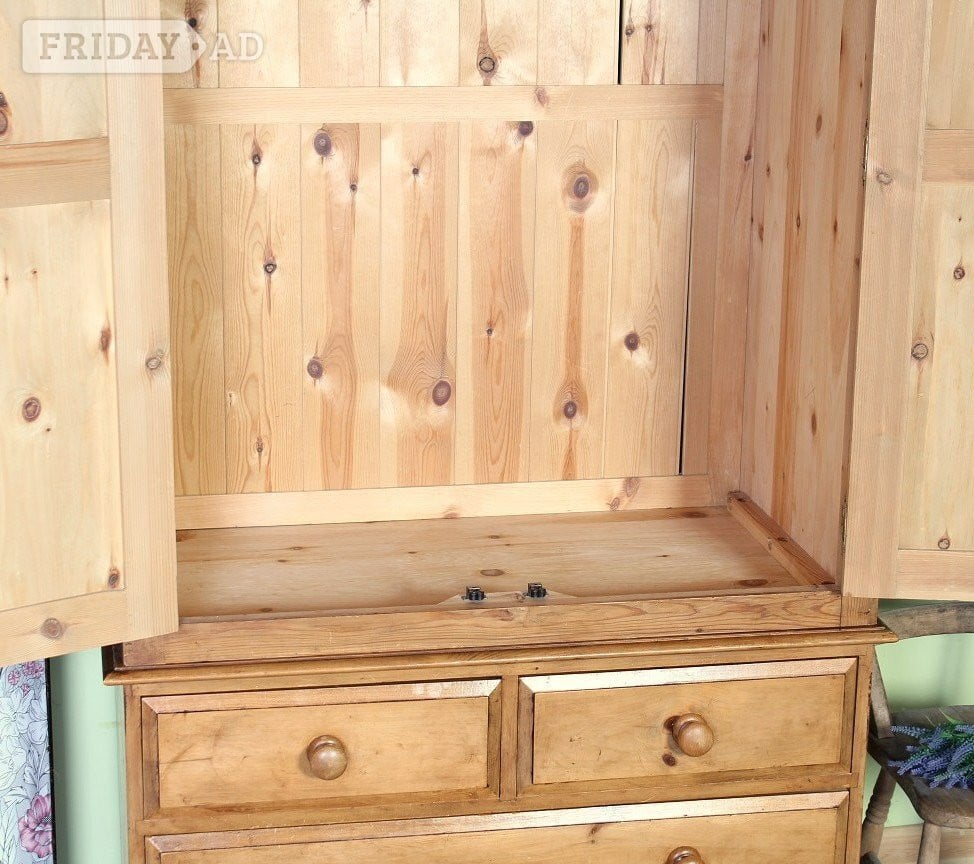 Solid Pine Wardrobe with Drawers – Good Condition - Furniture