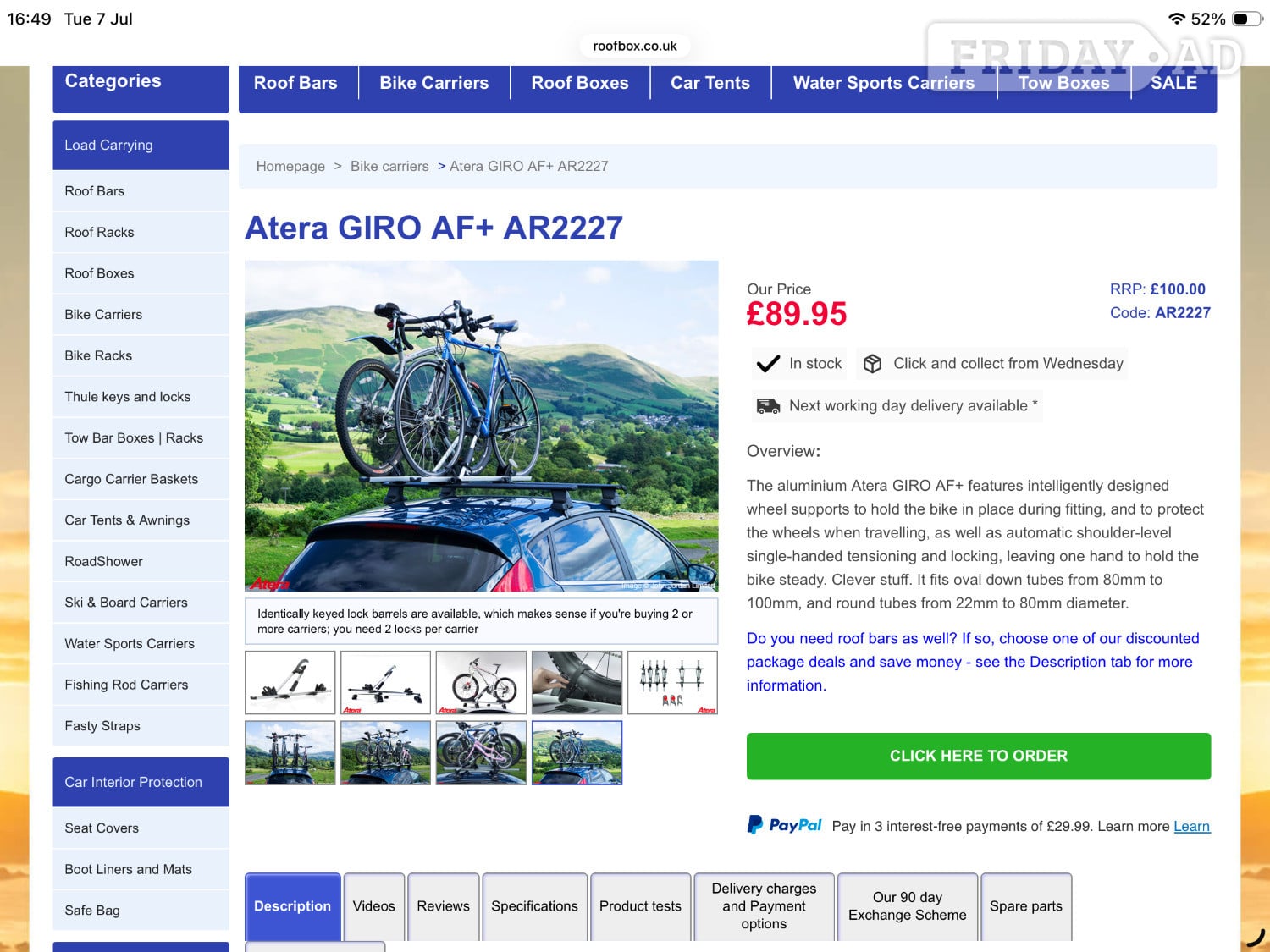 Altera cycle roof racks - Parts & Accessories in Newport