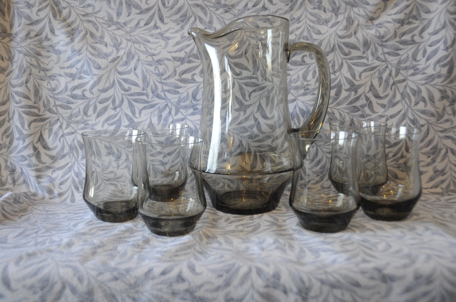 MADE IN THE USSR BOHEMIAN SMOKEY GLASS JUG & TUMBLER SET. 1970’S in Hartley Wintney