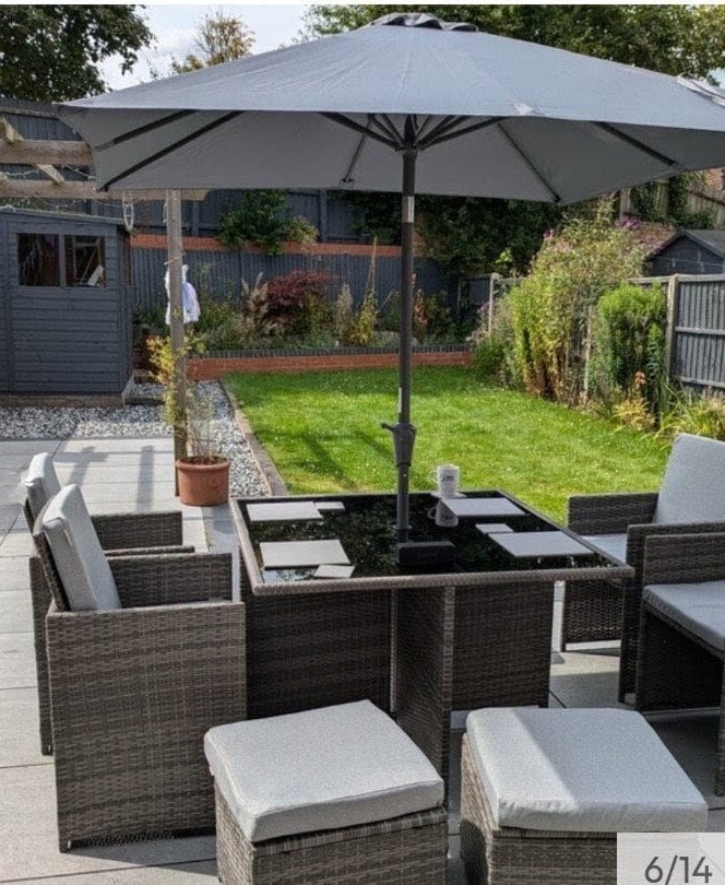 Eight seater dining set with parasol  - Garden in Littlehampton