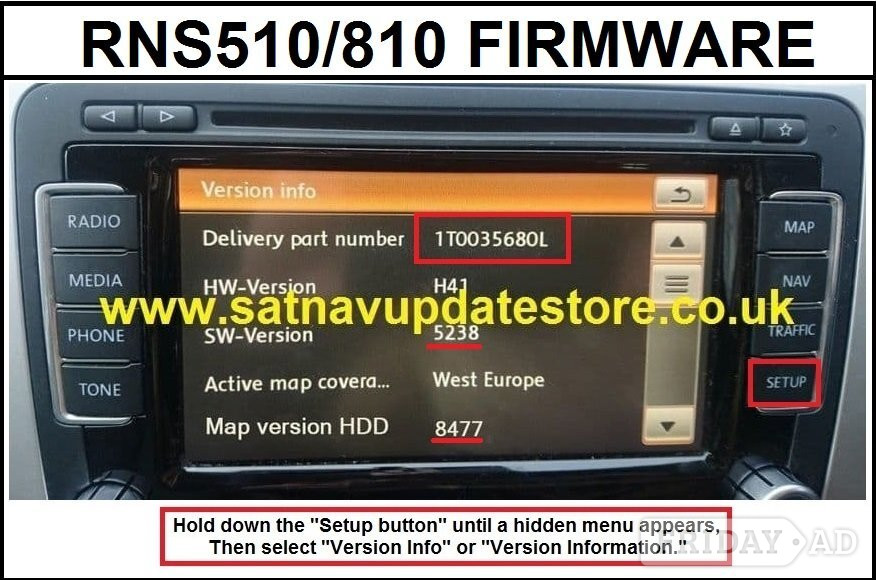 RNS 510 - 5238 / 5274 / 6276 FIRMWARE UPDATE FOR RNS510 NAV UNITS in Cardiff
