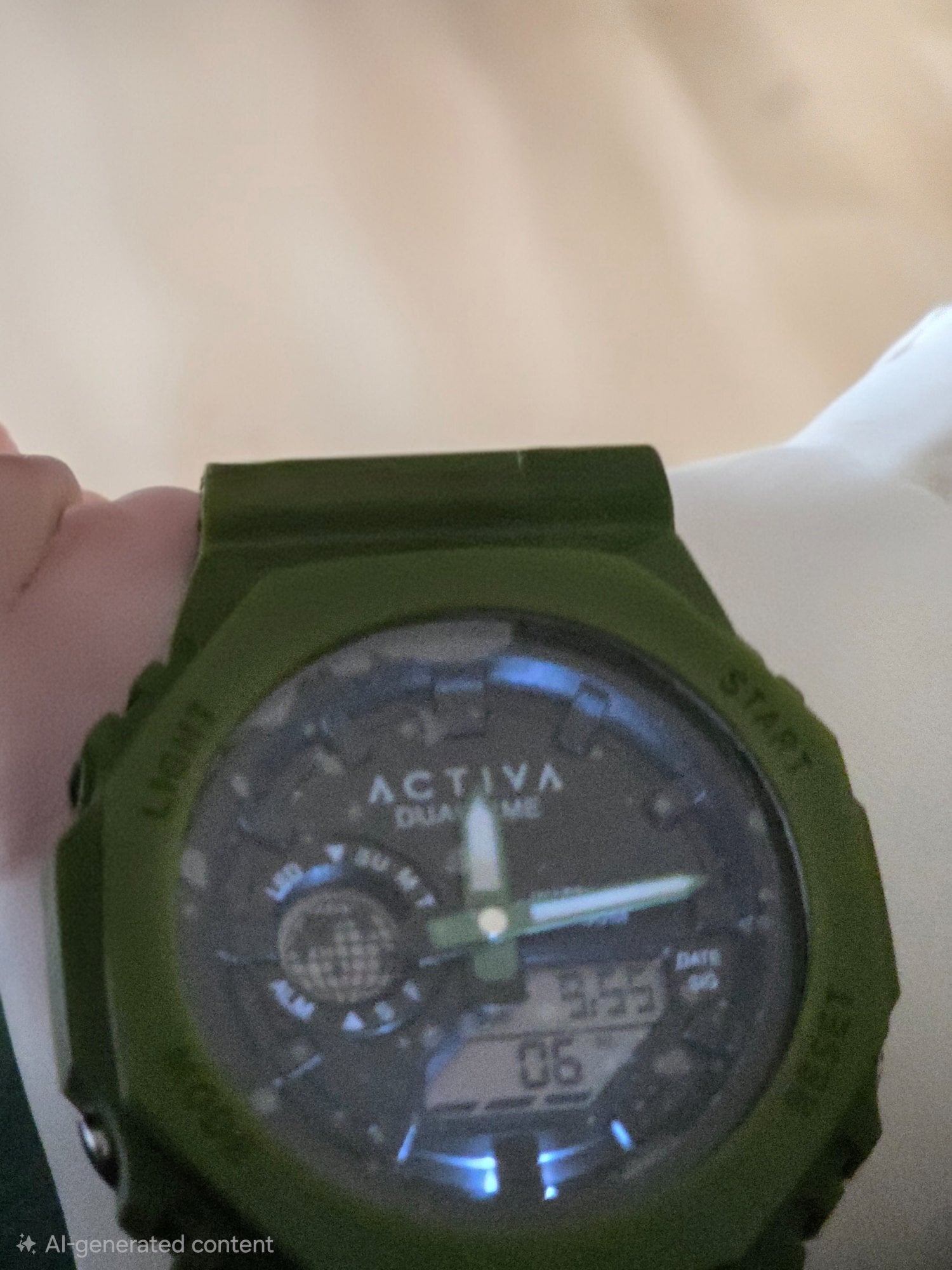 Activa Dual Time Watch – Green, As Good As New