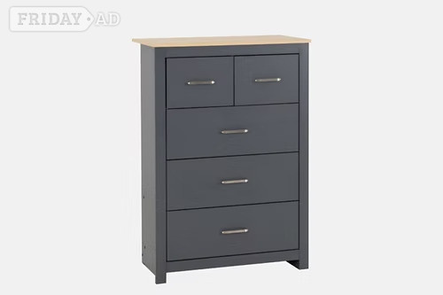 Portland 3+2 Drawer Chest - Grey/Oak Effect in Rotherham