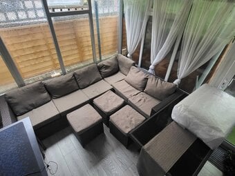 Large Garden Rattan Corner Sofa Set