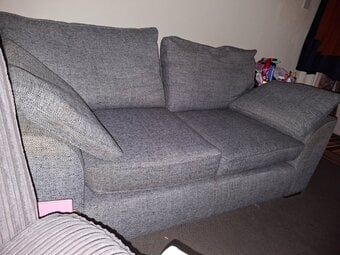 Next 2 seater sofa dark grey mix with dark wood legs in very clea