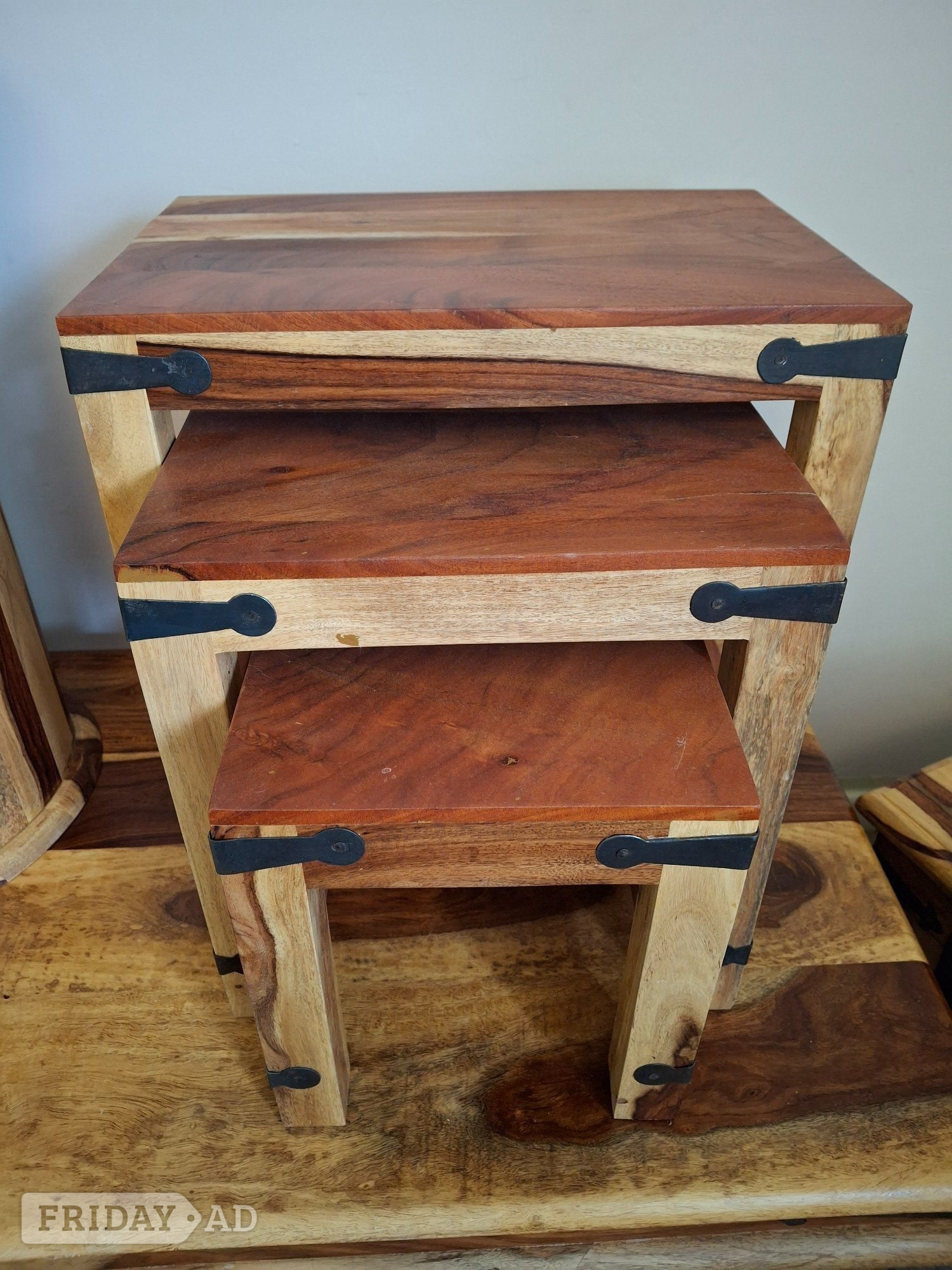 Chunky Rosewood Nest of 3 Tables in Southampton