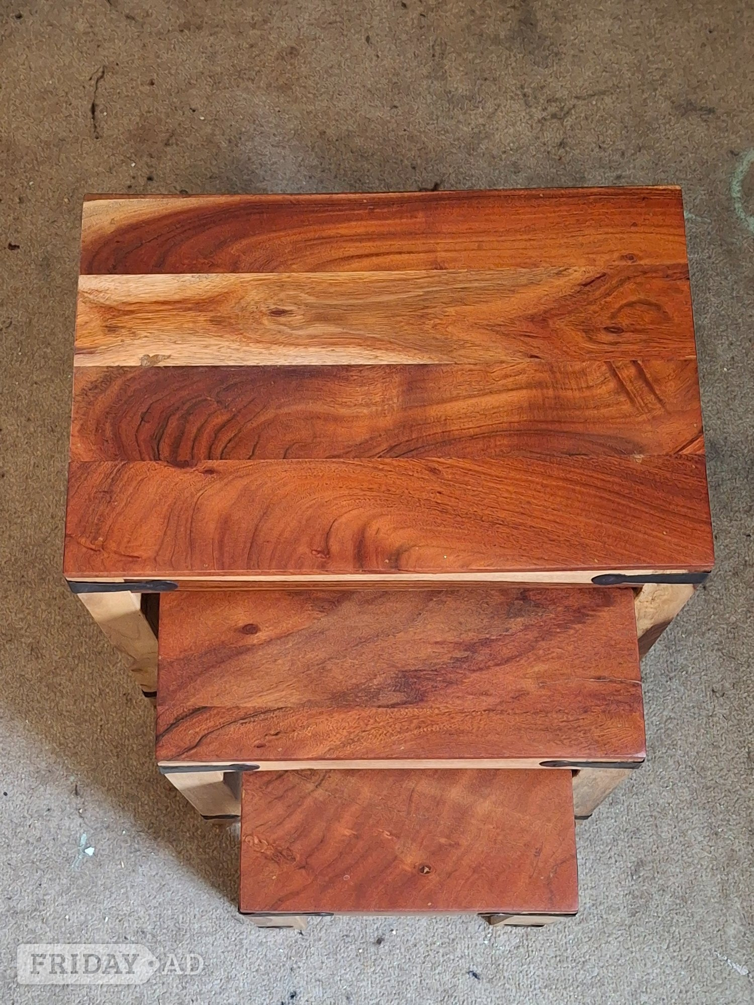 Chunky Rosewood Nest of 3 Tables