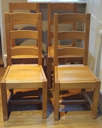 Set 4 Parisienne Solid Beech Dining Chairs., VGC