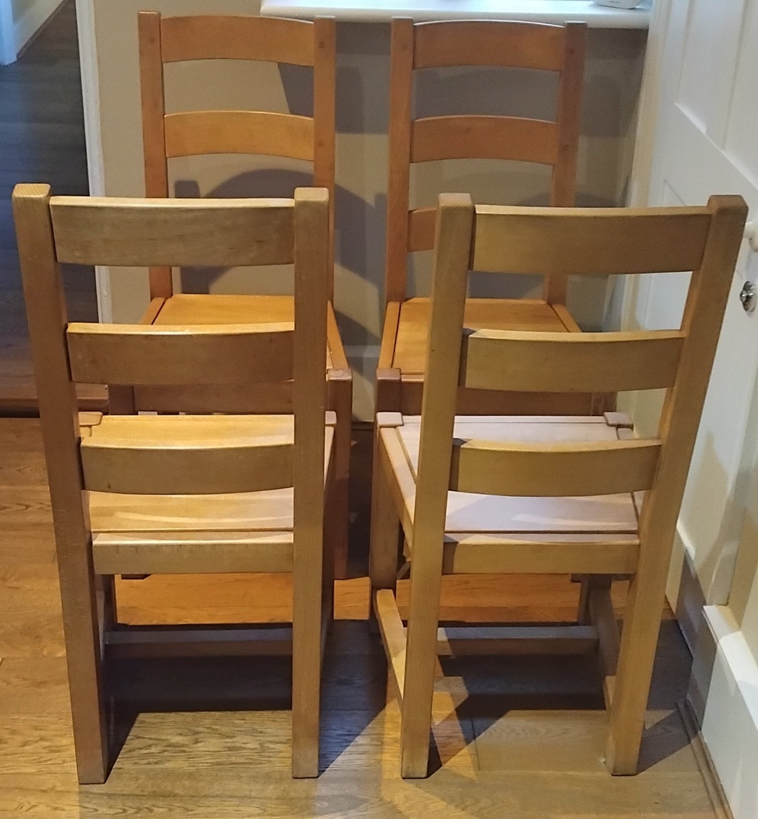 Set 4 Parisienne Solid Beech Dining Chairs., VGC