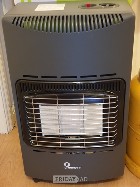 Banstead NEW GREENGEAR GREY/BLACK 4.2kW INDOOR MOBILE GAS HEATER FULL GAS BOTTLE
