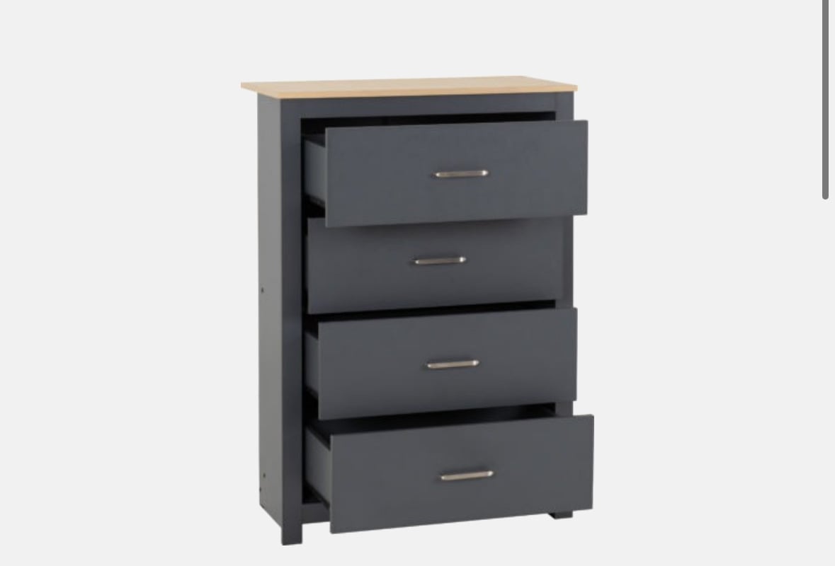 Portland 4 Drawer Chest - Grey/Oak Effect