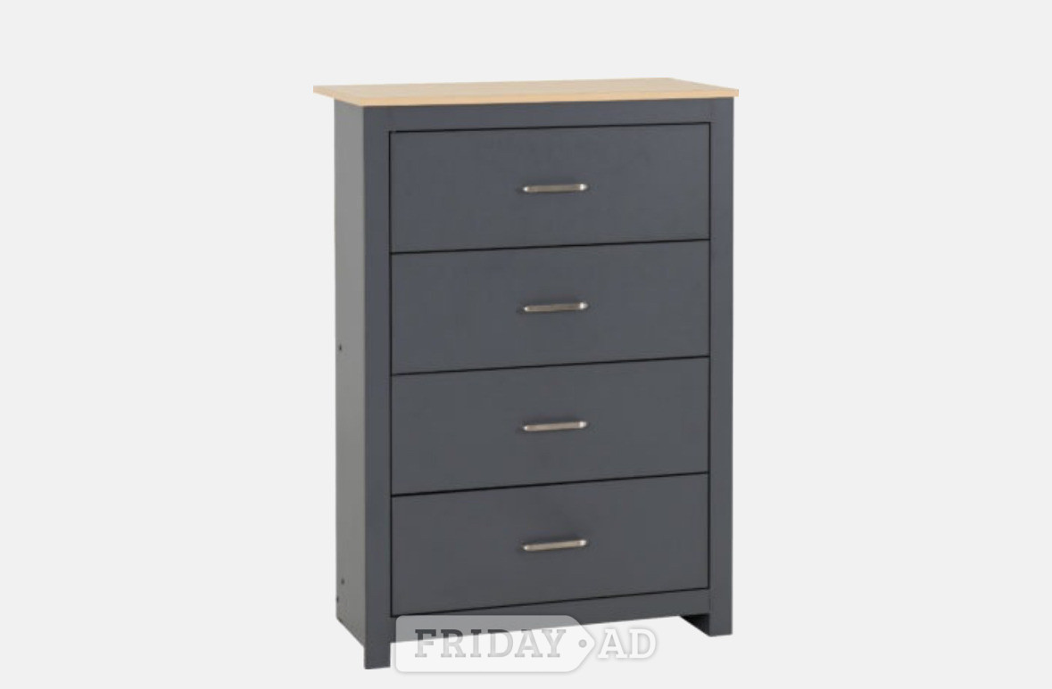 Portland 4 Drawer Chest - Grey/Oak Effect in Rotherham
