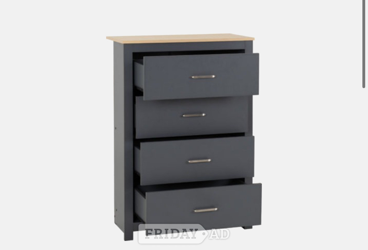 Portland 4 Drawer Chest - Grey/Oak Effect