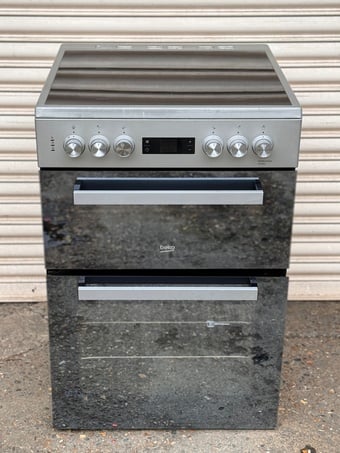 Beko electric cooker 60cm ceramic silver double oven 3 months war