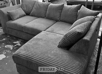 Jumbo Cord Fabric Corner Sofa Available For Sale 