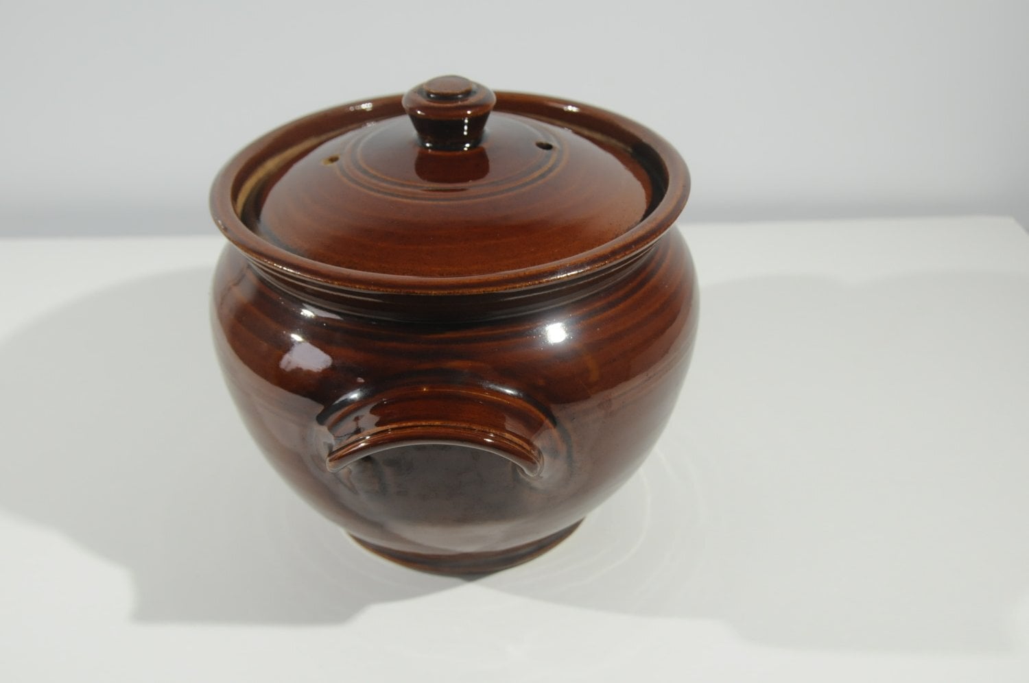 LARGE VINTAGE BROWN CASSEROLE DISH COOKING POT WITH LID