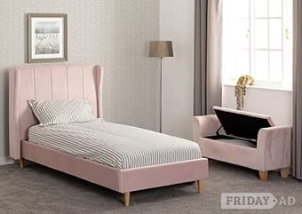 SINGLE - AMELIA BED FRAME - PINK VELVET