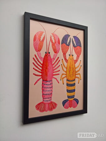 colorful lobsters wall poster a3 black mdf frame