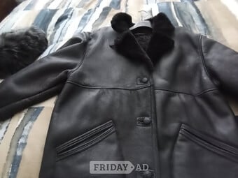 Black sheepskin coat large real 